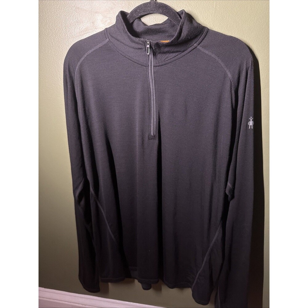 Smartwool 1/4 Zip Pullover Mens XL Black Merino Wool 150 Thermal Base Layer